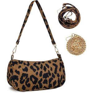 Women's Leopard Tote Handbag Clutch Purse Crescent Underarm Bag Cross Body Bags
